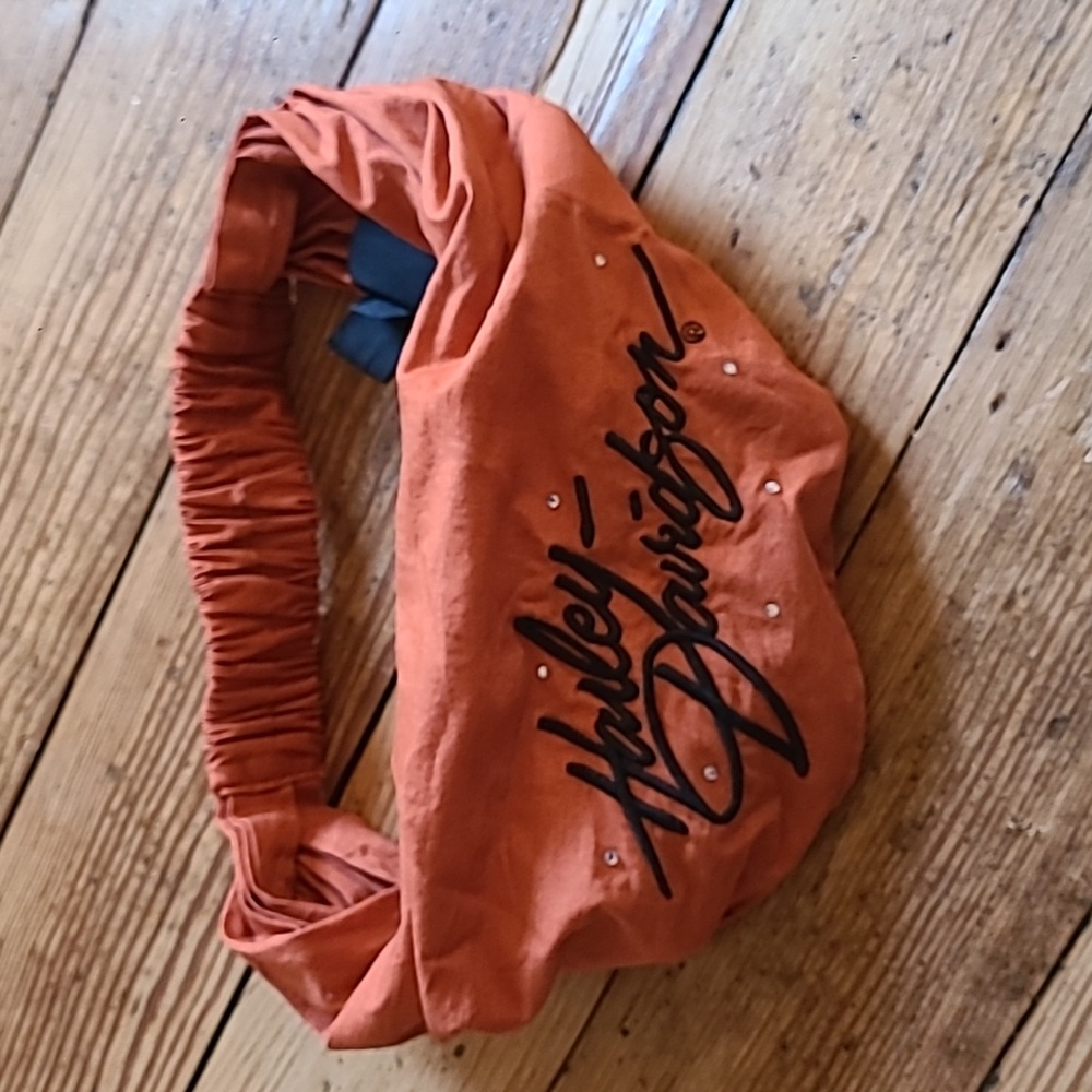 Harley Davidson Woman's Headband Embroidered Rinestones Elastic Back